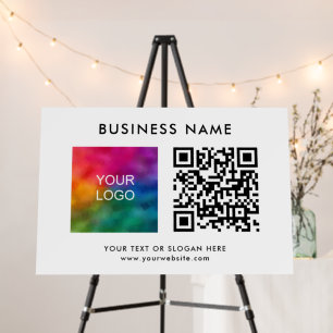 Elegant Template Business Logo QR Code Best White Foam Board