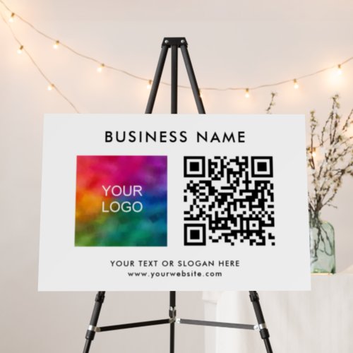 Elegant Template Business Logo QR Code Best White Foam Board