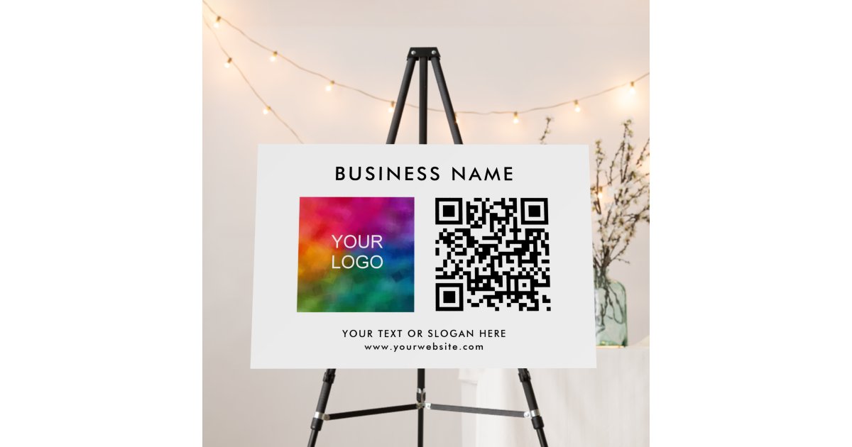 Elegant Template Business Logo QR Code Best White Foam Board | Zazzle