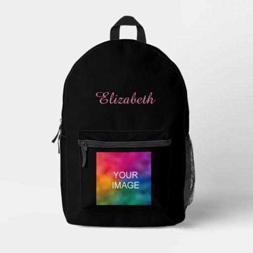 Elegant Template Custom Name Image Typography Printed Backpack