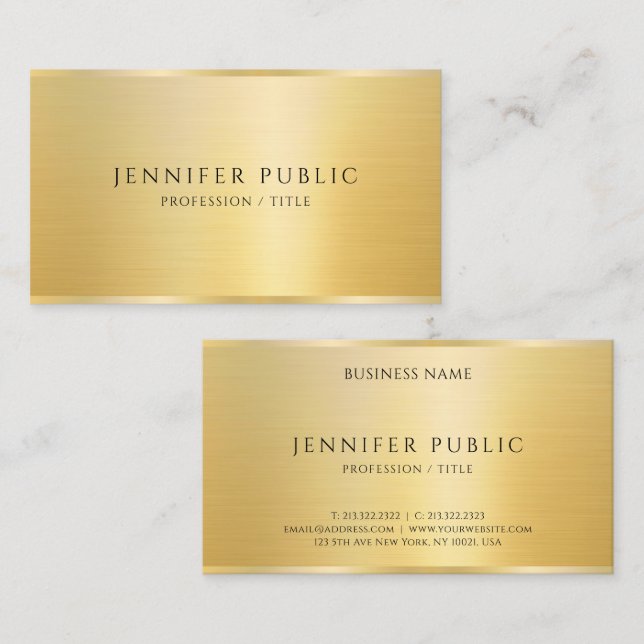 Elegant Template Faux Gold Gloss Professional Business Card (Front/Back)