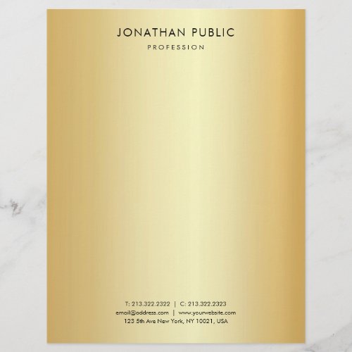 Elegant Template Faux Gold Modern Minimalistic Letterhead