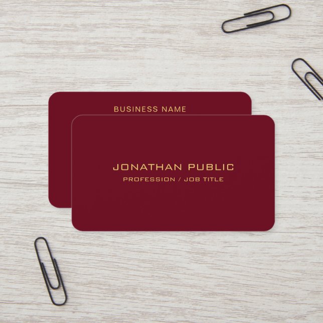 Elegant Template Faux Gold Text Rounded Corner Business Card (Front/Back In Situ)