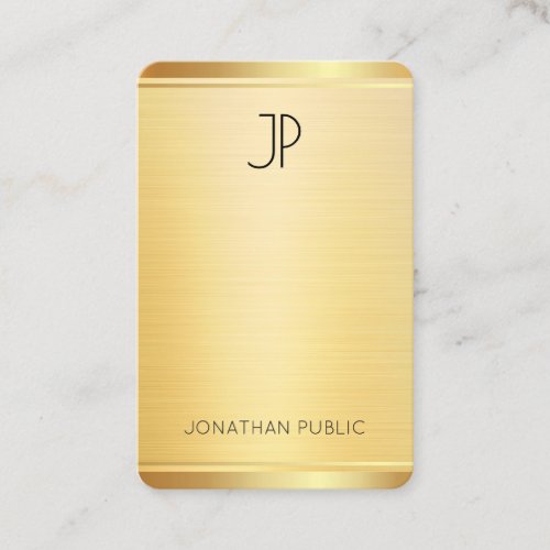 Elegant Template Faux Gold Vertical Modern Rounded Business Card