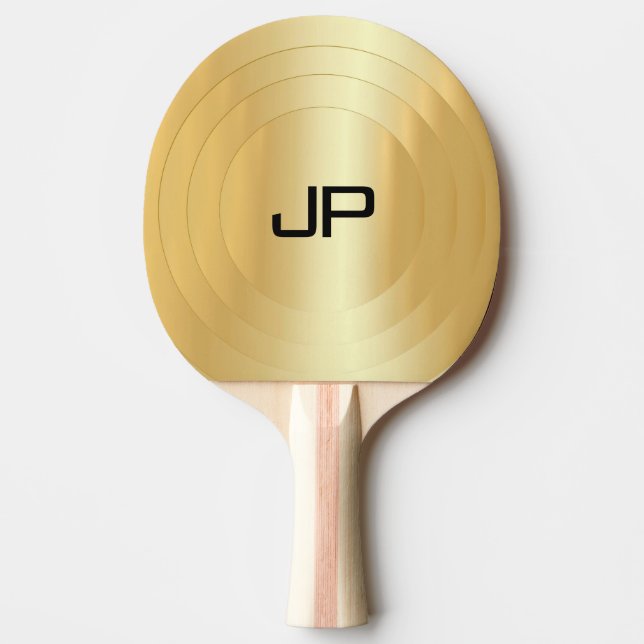 Elegant Template Glamorous Gold Look Monogram Ping Pong Paddle (Front)