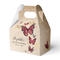 Elegant Template Gold and Burgundy Butterfly Favor Boxes