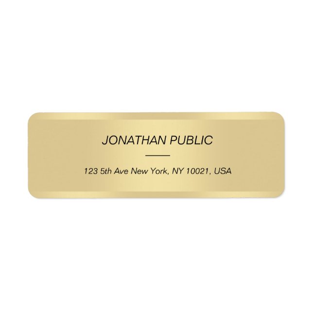 Elegant Template Gold Cursive Text Font Modern Label (Front)