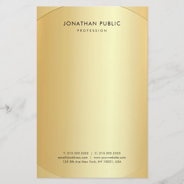 Elegant Template Gold Modern Minimalist Simple Stationery (Front)