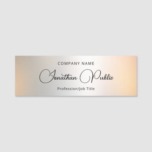 Elegant Template Handwritten Text Silver Custom Name Tag