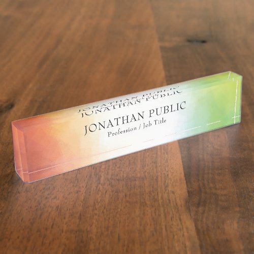 Elegant Template Modern Abstract Art Colorful Desk Name Plate