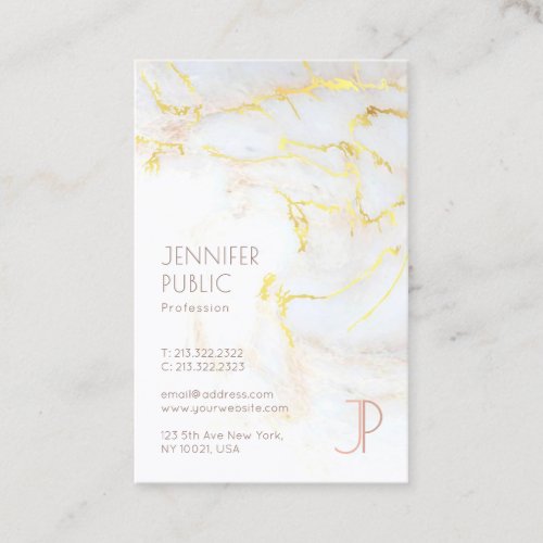 Elegant Template Modern Gold Marble Monogram Top Business Card