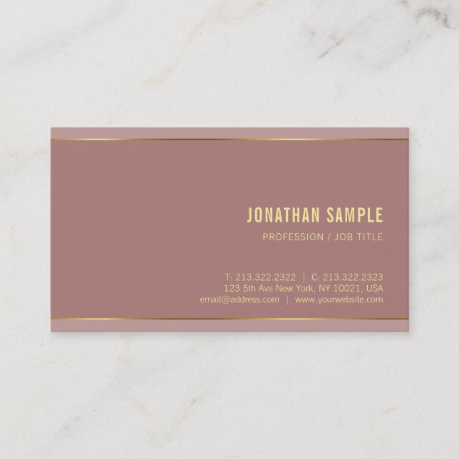 Elegant Template Modern Gold Name Text Luxurious Business Card (Front)