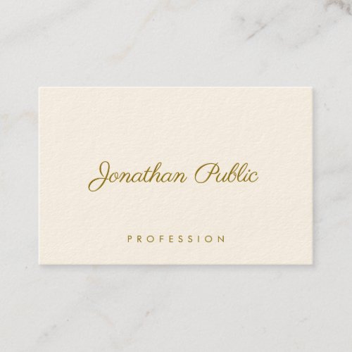 Elegant Template Modern Gold Text Signature Cream Business Card