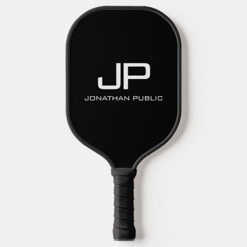 Elegant Template Modern Minimalist Monogram Black Pickleball Paddle