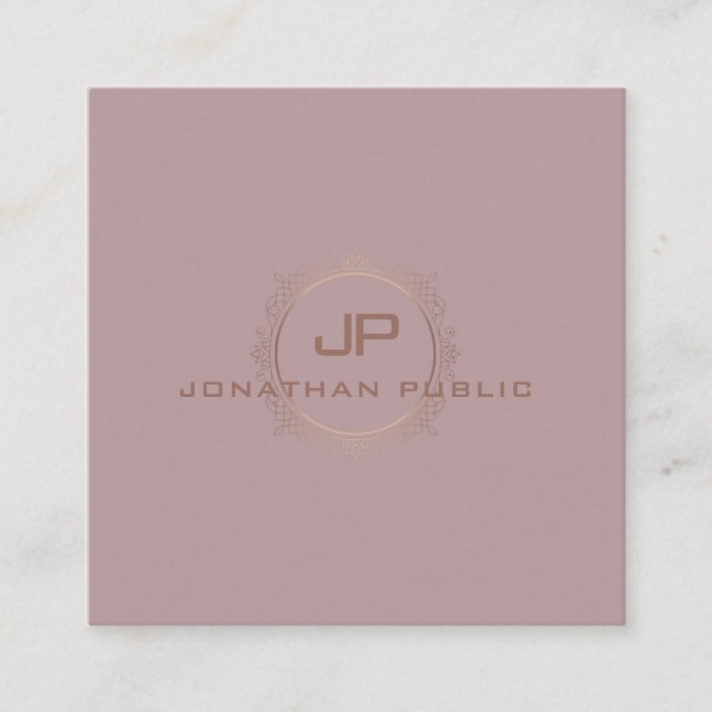 Elegant Template Modern Monogram Professional Square Business Card (Front)