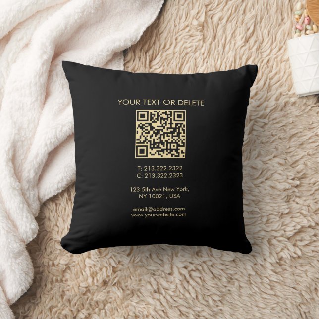 Elegant Template Modern QR Code Black And Gold Throw Pillow (Blanket)