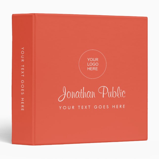Elegant Template Modern Your Logo Here Typography 3 Ring Binder (Front/Spine)