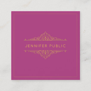 Elegant Template Professional Gold Text Frame Luxe Square Business Card
