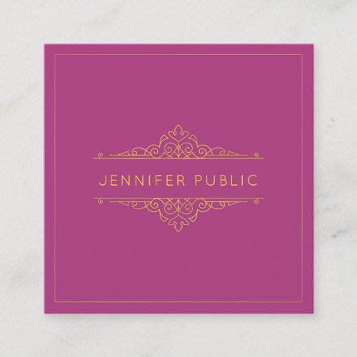 Elegant Template Professional Gold Text Frame Luxe Square Business Card