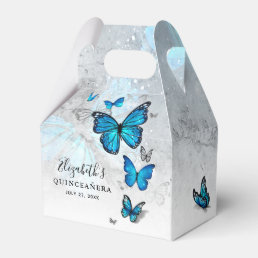 Elegant Template Silver and Blue Butterfly Favor Boxes