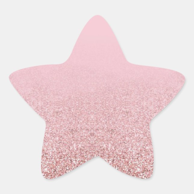 Elegant Template Trendy Rose Gold Glitter Blank Star Sticker (Front)