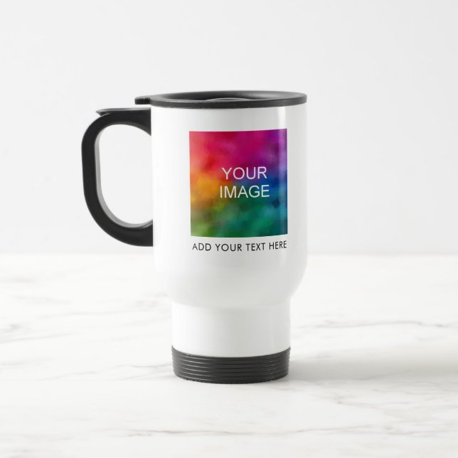 Elegant Template Upload Business Logo Image Photo Travel Mug (Left)