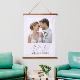 Elegant Tender Pink Bride And Groom Bridal Shower Hanging Tapestry