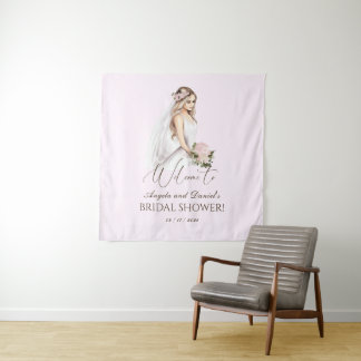 Elegant Tender Pink Bride To Be Bridal Shower Tapestry