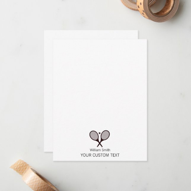 Elegant Tennis Personal Stationery  Note Card (Front/Back In Situ)