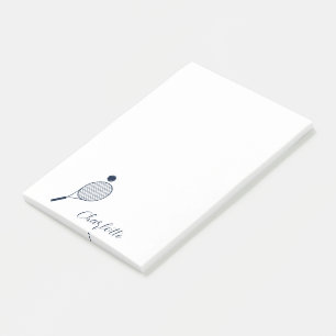 Elegant Tennis Player Monogram Personalized Script Post-it Notes