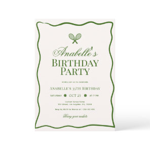 Elegant Tennis Theme Kid or Adult Birthday Party Invitation