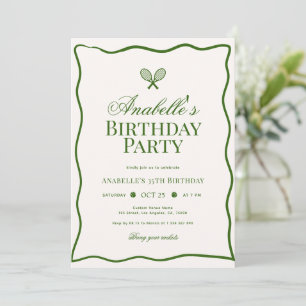 Elegant Tennis Theme Kid or Adult Birthday Party Invitation