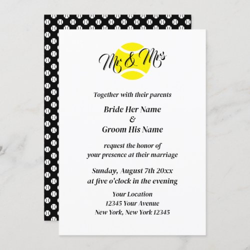 Elegant tennis theme wedding invitation template