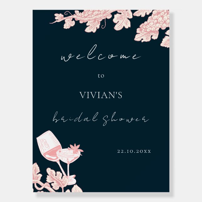 Elegant Tequila Black Pearl Bridal Shower Welcome Foam Board (Front)