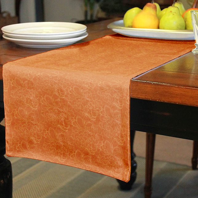 Elegant Terra Cotta Gold Floral Pattern Short Table Runner (Creator Uploaded)