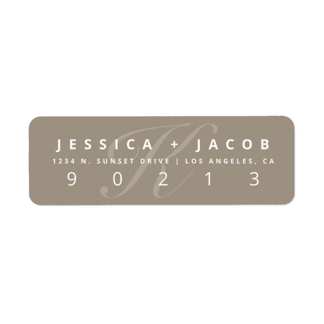 Elegant Terrace Brown & White | Return Address Label (Front)
