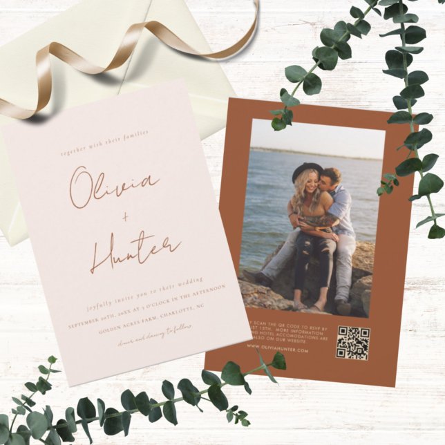 Elegant Terracotta All in One Wedding  Invitation (Creator Uploaded)