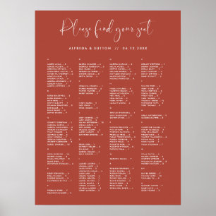 Elegant Terracotta Alphabetical seating chart