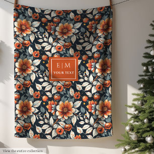 Elegant terracotta and sage green floral blanket
