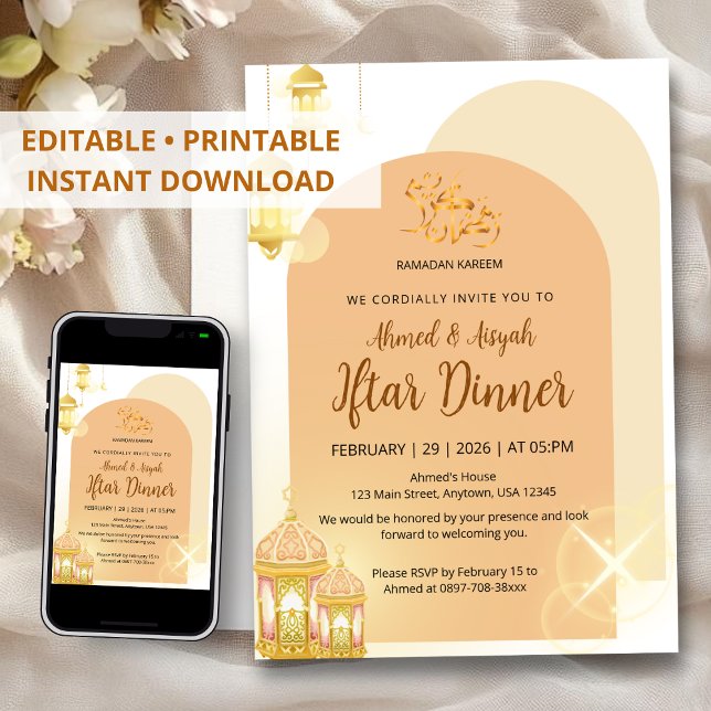 Elegant Terracotta Arch Ramadan Iftar  Invitation (Creator Uploaded)