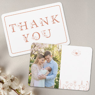Elegant Terracotta Baby Shower Photo Thank You Card