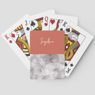 Elegant terracotta background and gray marble with poker cards