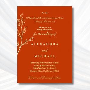 Elegant Terracotta Bible Verse Christian Wedding Foil Invitation