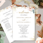 Elegant Terracotta Blush Floral Wedding Program<br><div class="desc">Elegant Wedding program with modern hand written calligraphy elements, delicate terracotta and beige watercolor stains and watercolor floral detail in both front and back. Ability to make text changes and adjustments by selecting customize further. Front with wedding ceremony details, back with wedding party names and thank you message for your...</div>