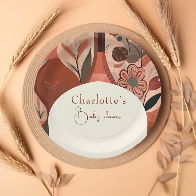  Elegant Terracotta boho baby shower   Paper Plates (Creator Uploaded)