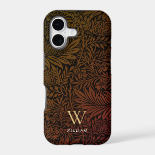 Elegant Terracotta Boho Botanical Pattern Monogram iPhone 17 Case