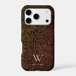 Elegant Terracotta Boho Botanical Pattern Monogram iPhone 17 Pro Case