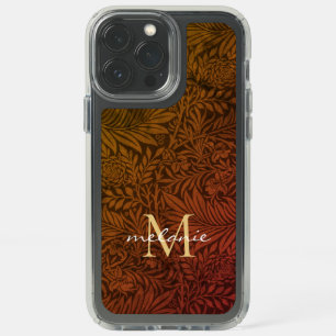 Elegant Terracotta Boho Botanical Pattern Monogram Speck iPhone 13 Pro Max Case