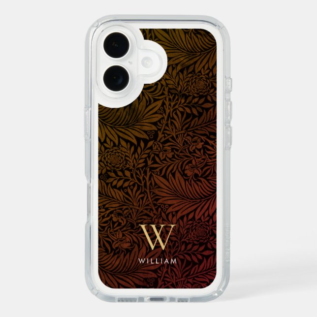 Elegant Terracotta Boho Botanical Pattern Monogram Speck iPhone Case (Front)