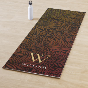 Elegant Terracotta Boho Botanical Pattern Monogram Yoga Mat